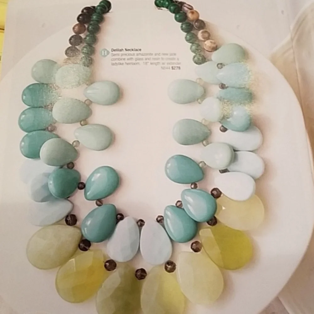 Stella & Dot Retired🧜🏼‍♀️Delilah Sea Greens+Turquoise Blue Statement Nec… - Picture 2 of 12